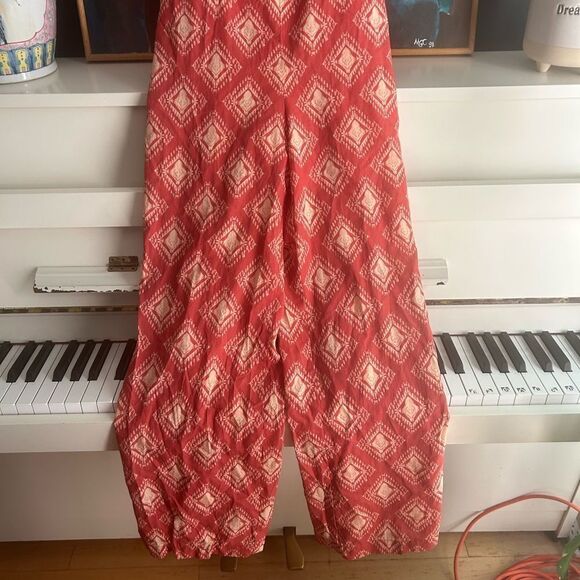 Zara Red Diamond Pattern Jumpsuit M - Picture 3 of 15